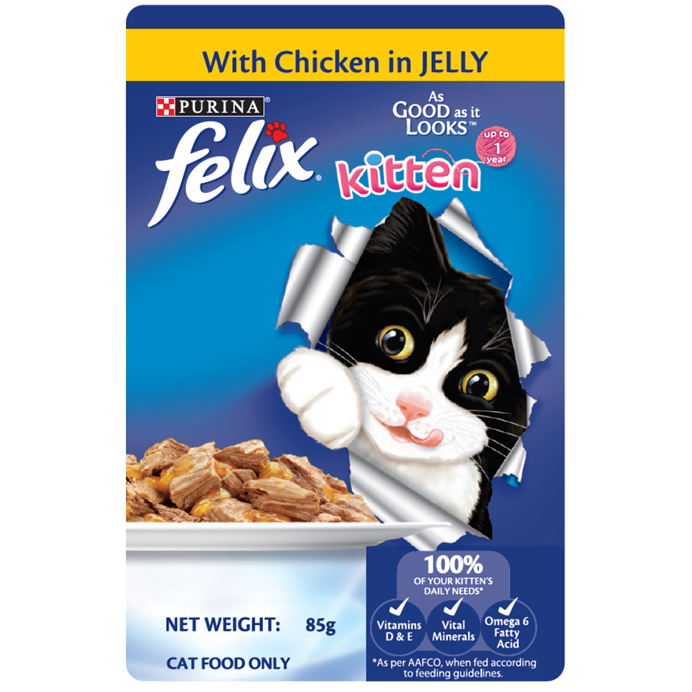 Purina Felix Kitten Chicken in Jelly Pouch Cat Food 85g