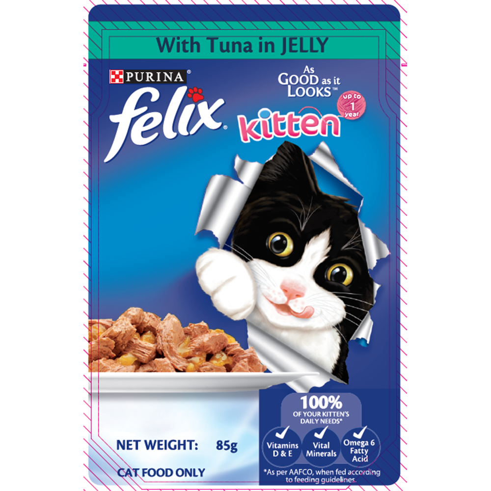 Purina Felix Kitten Tuna in Jelly Pouch Cat Food 85g