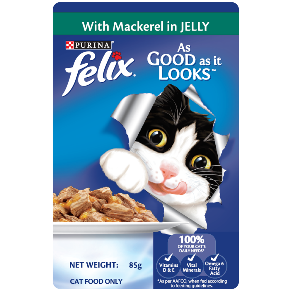 Purina Felix Mackerel in Jelly Pouch Cat Food 85g