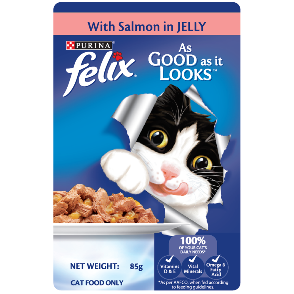 Purina Felix Salmon in Jelly Pouch Cat Food 85g