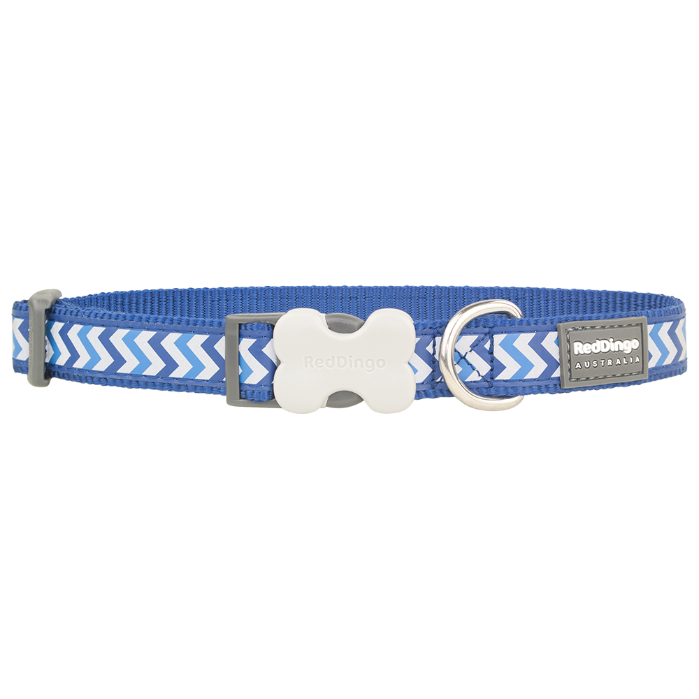 Red Dingo Dog Reflective Ziggy Collar Blue 15mm