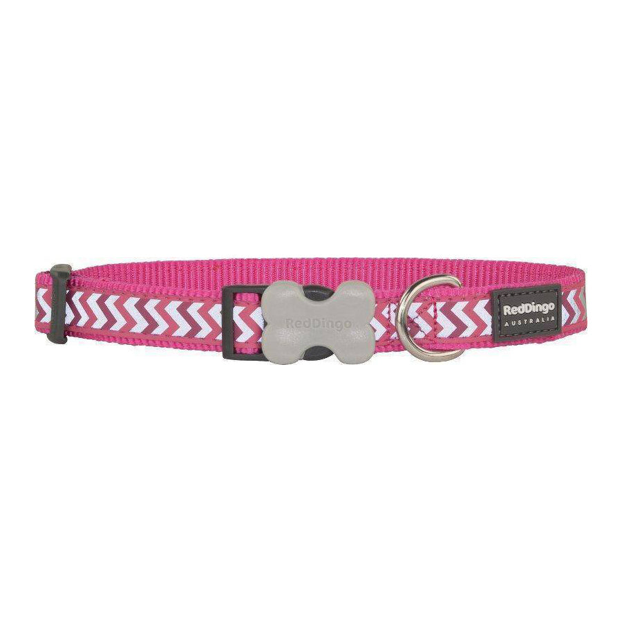 Red Dingo Dog Reflective Ziggy Collar Hot Pink 15mm