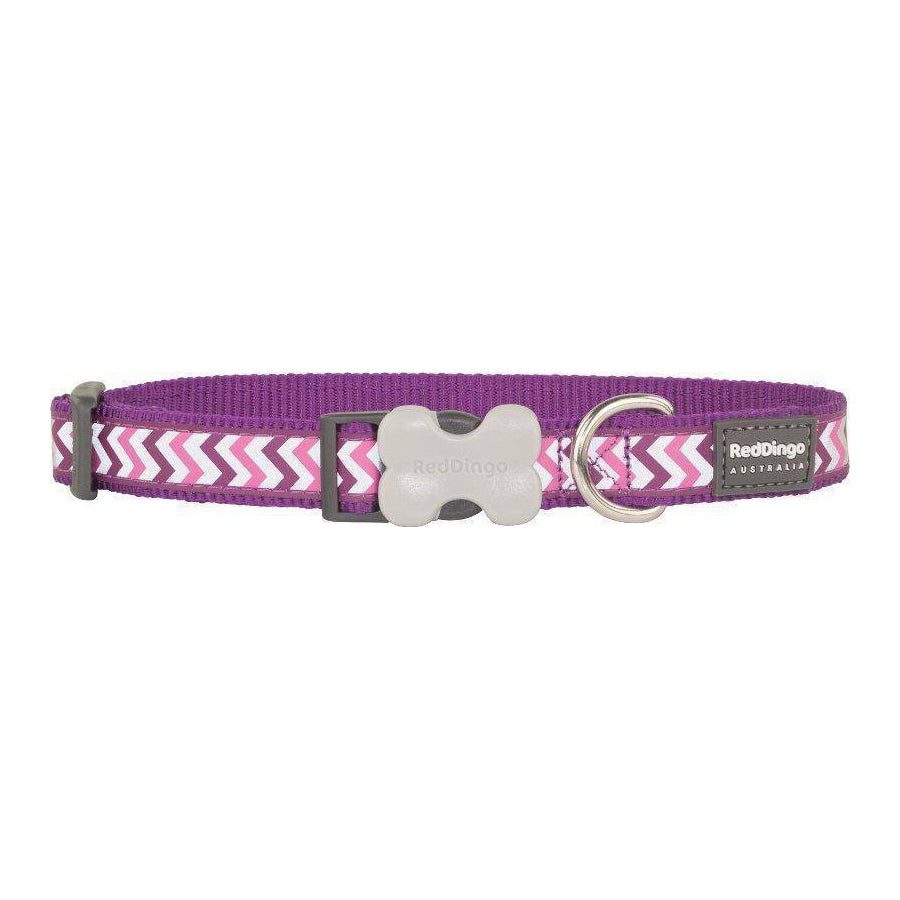 Red Dingo Dog Reflective Ziggy Collar Purple 15mm