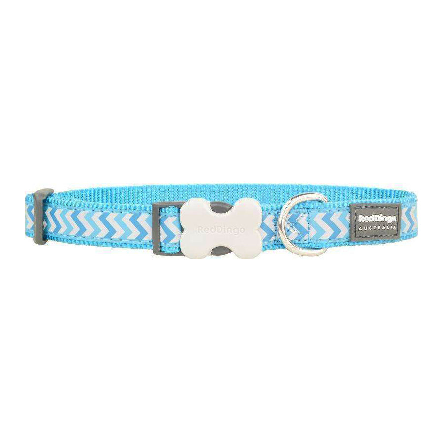 Red Dingo Dog Reflective Ziggy Collar Turquoise S 12mm