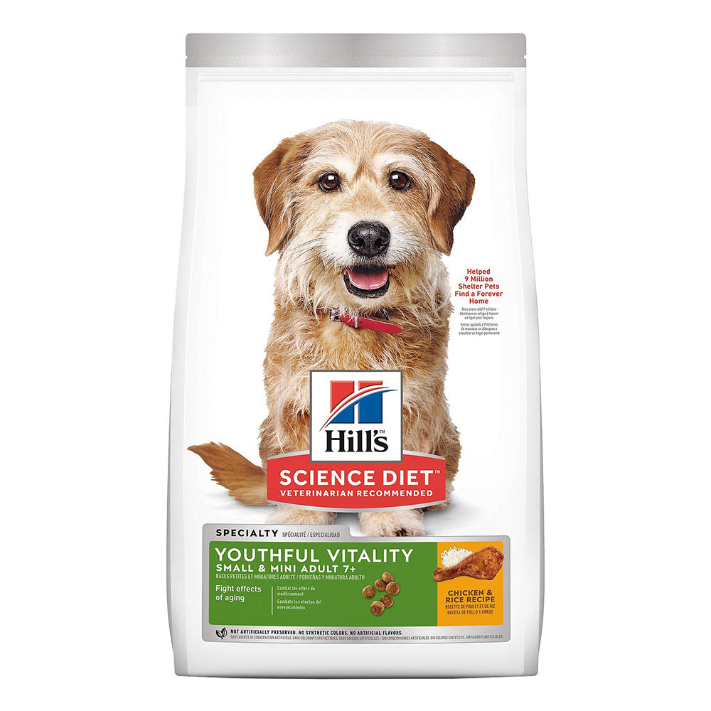 Hill's Science Diet Adult 7+ Youthful Vitality Small & Mini Chicken & Rice Recipe Dry Dog Food 3.5lb