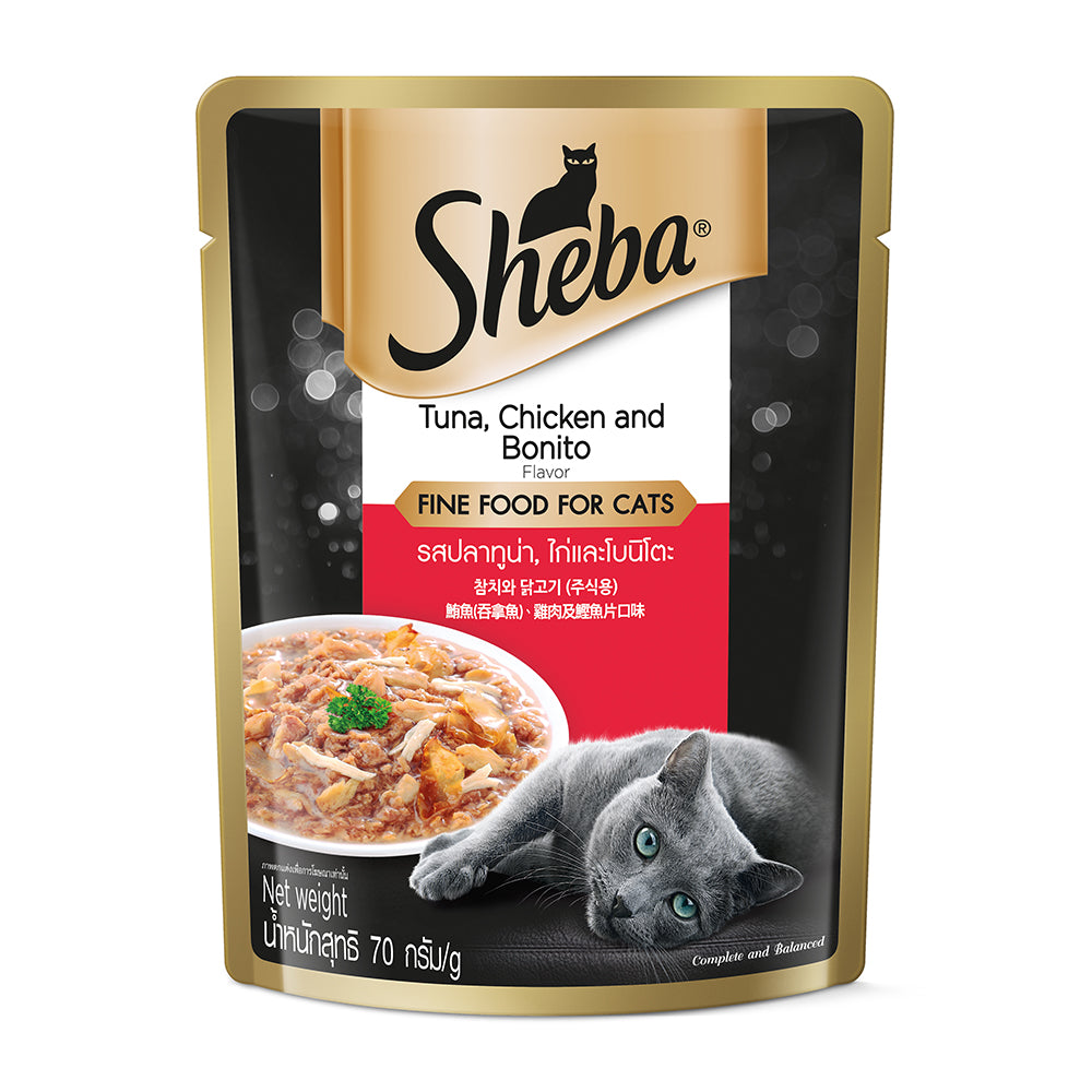 MISC FOC Sheba Pouch Cat Tuna, Chicken & Bonito 70g