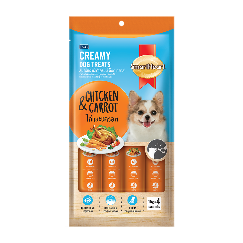 SmartHeart Dog Creamy Treats Chicken & Carrot 15g x 4