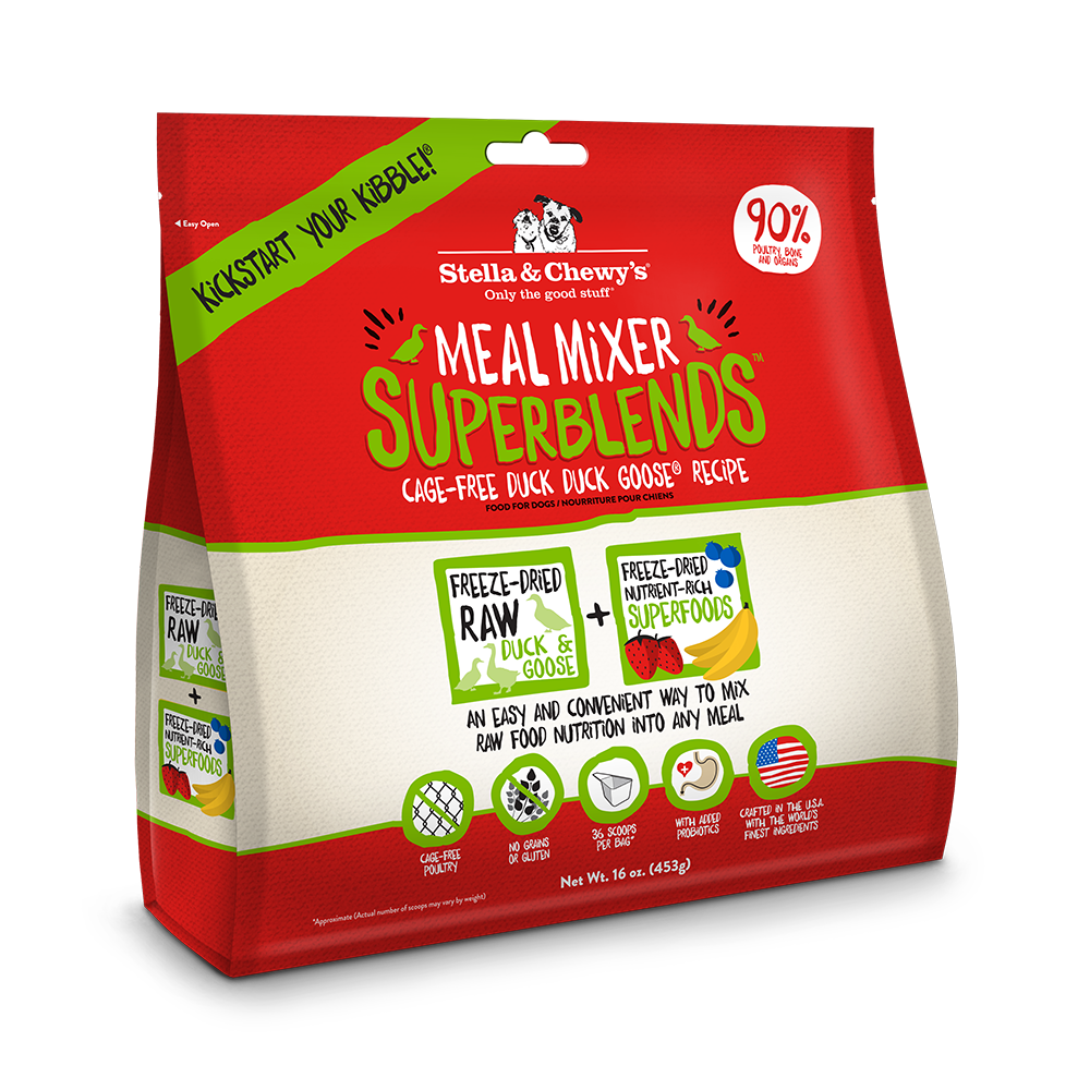 Stella & Chewy's Dog Superblends Freeze-Dried Meal Mixer - Cage-Free Duck Duck Goose Recipe 16oz