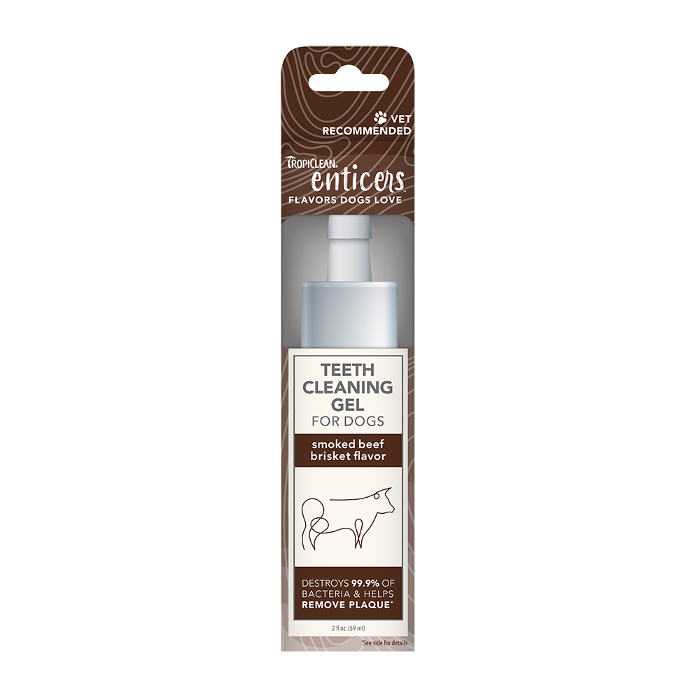 TropiClean Enticers Teeth Cleaning Gel for Dogs - Smoked Beef Brisket Flavor 2oz