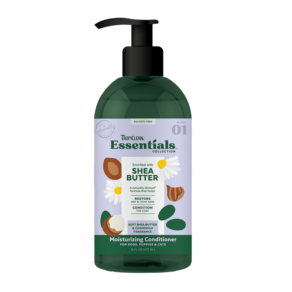 TropiClean Essentials Moisturizing Conditioner Shea Butter - Soft Shea Butter & Chamomile for Dogs 16oz