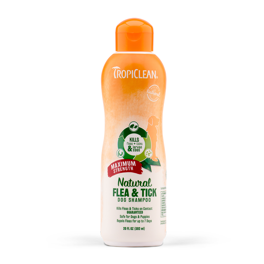 Tropiclean Natural Flea & Tick Shampoo - Maximum Strength for Dogs 20oz