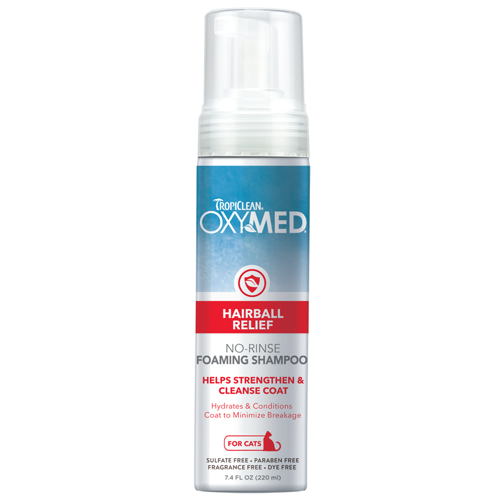 Tropiclean Oxymed Hairball Relief No-Rinse Foaming Shampoo for Cats 7.4oz