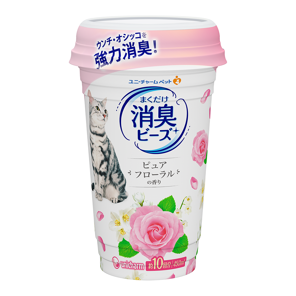 Unicharm Pet Cat Deodorising Beads Floral 450ml