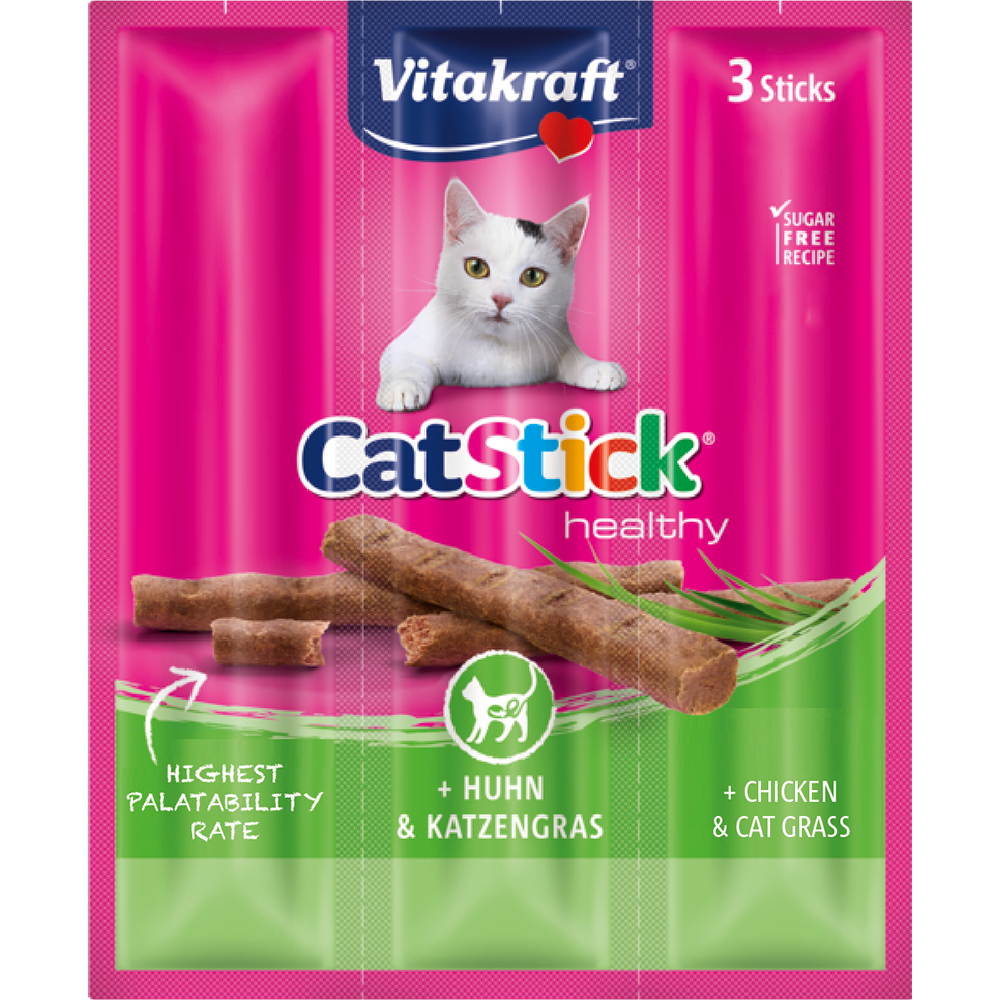 Vitakraft Cat Stick Mini Chicken & Cat Grass 3sticks