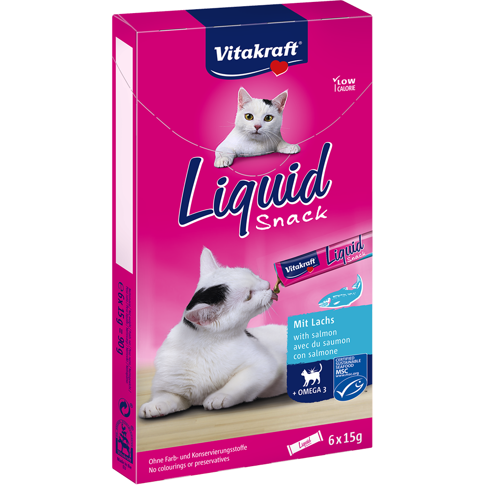 Vitakraft Liquid Snack with Salmon + Omega 3 - 6pcs
