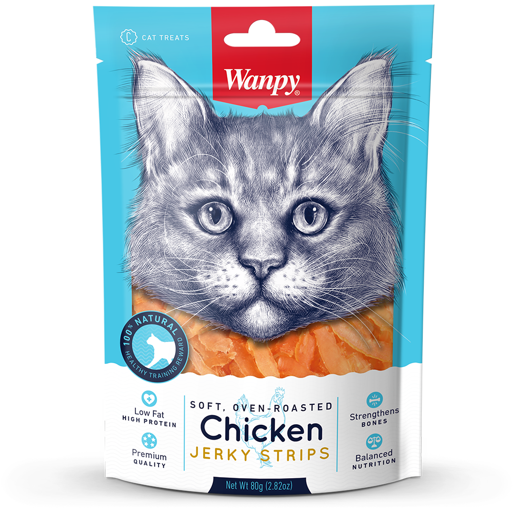 Wanpy Cat Oven-Roasted Chicken Jerky Strips 80g