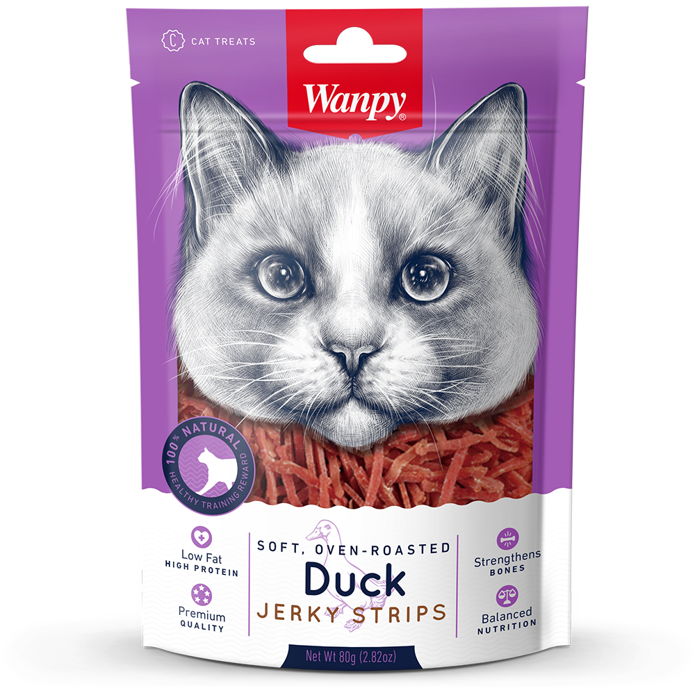 Wanpy Cat Oven-Roasted Duck Jerky Strips 80g