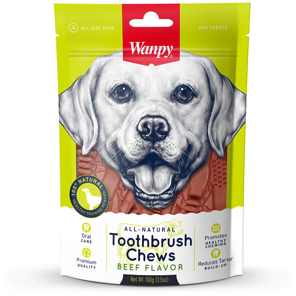 Wanpy Dog All Natural Toothbrush Chews Beef Flavor 100g