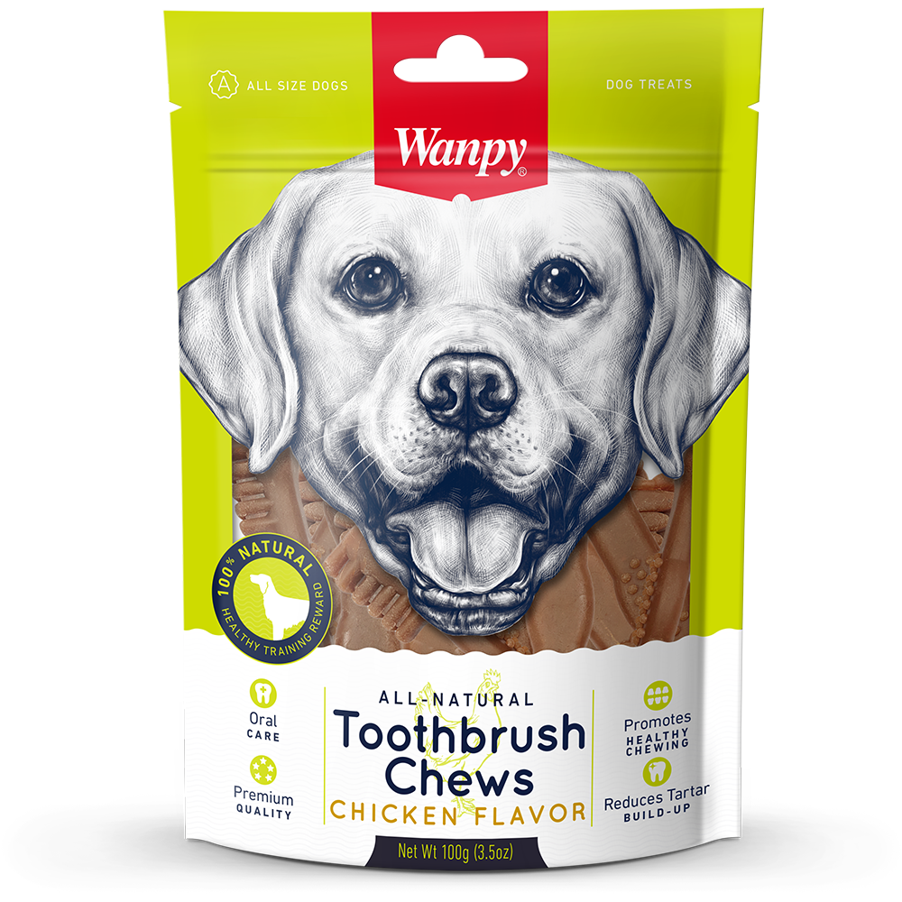 Wanpy Dog All Natural Toothbrush Chews Chicken Flavor 100g