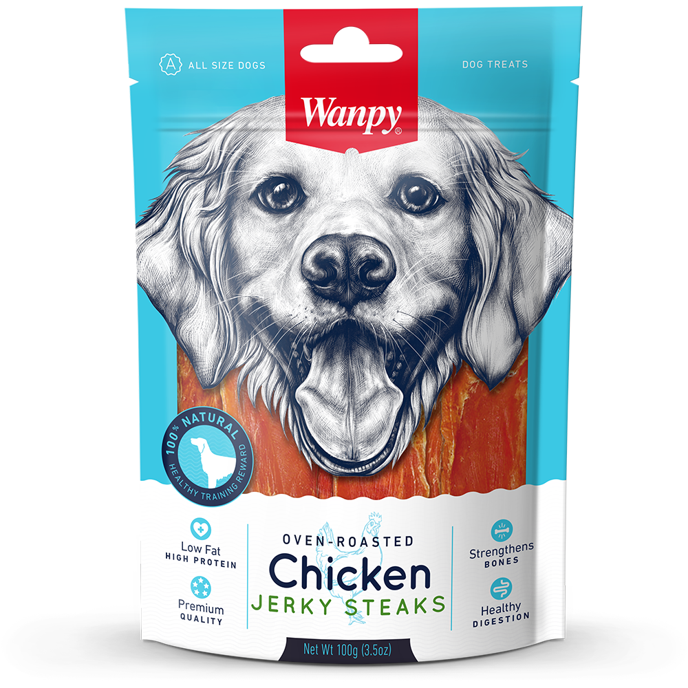 Wanpy Dog Oven-Roasted Chicken Jerky Steaks 100g