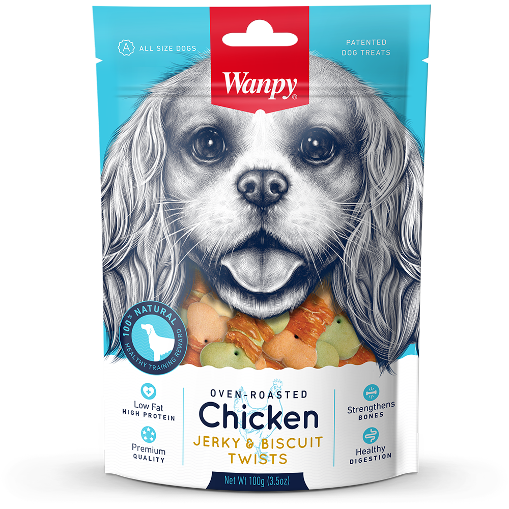 Wanpy Dog Oven-Roasted Chicken Jerky & Biscuit Twists 100g