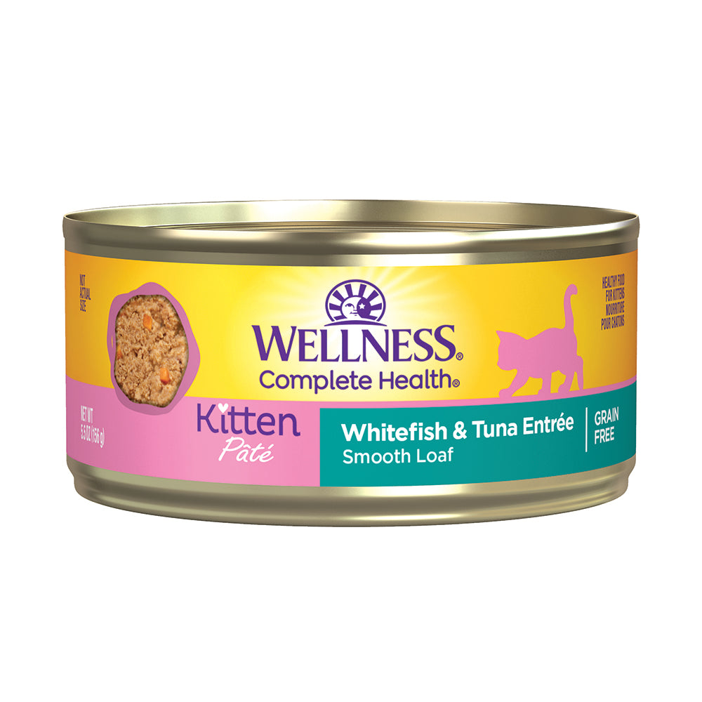 Wellness Cat Complete Health Whitefish & Tuna Pate Grain-Free Kitten Canned Cat Food 5.5oz