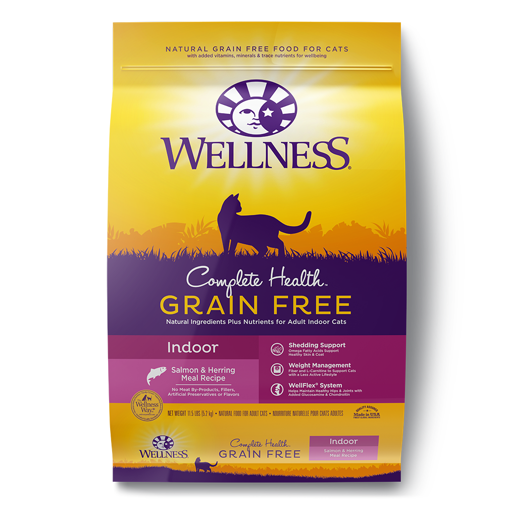 Wellness Cat Complete Health Grain-Free Indoor Salmon & Herring Meal Dry Cat Food 11.5lb