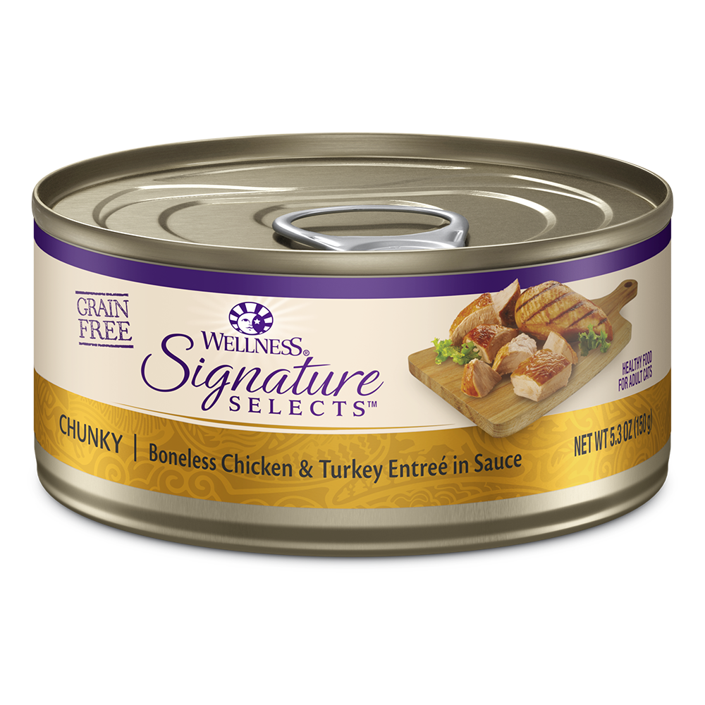 Wellness Cat Core Grain-Free Signature Selects Chunky Boneless Chicken & Turkey Entree in Sauce 5.3oz