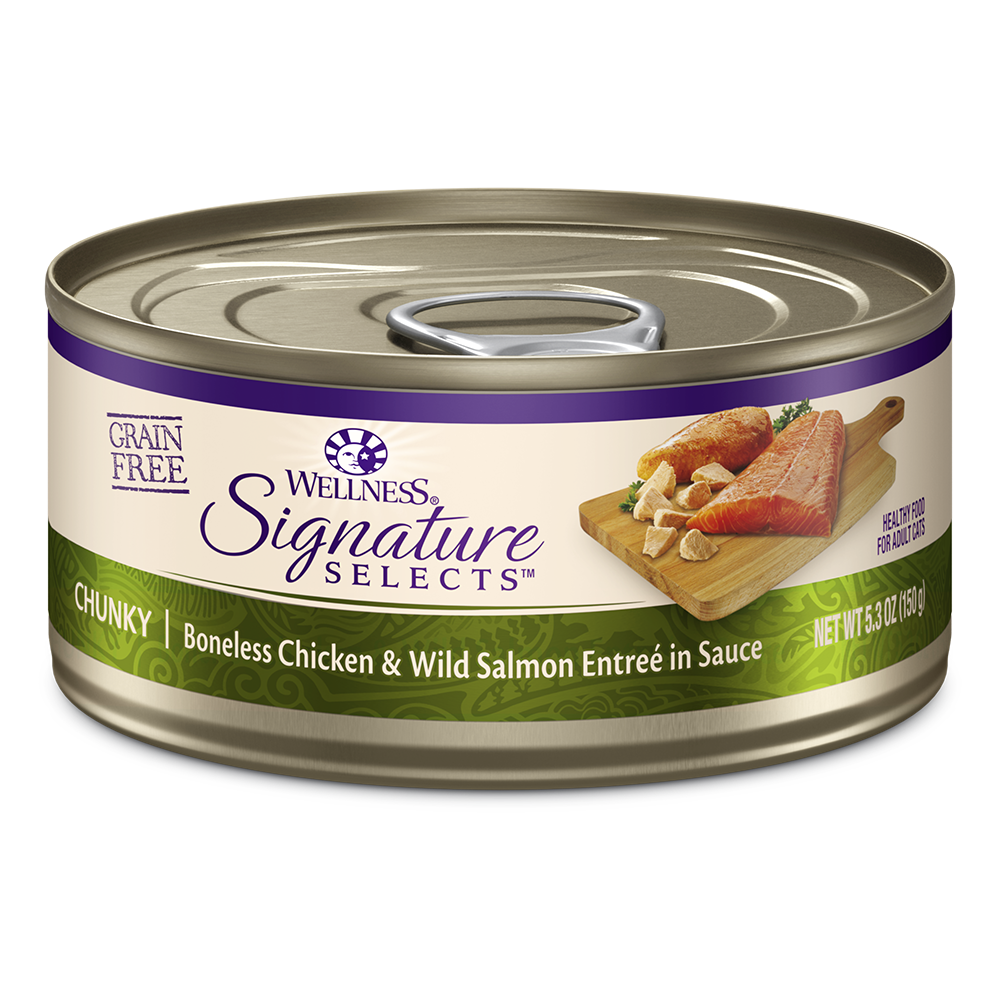 Wellness Cat Core Grain-Free Signature Selects Chunky Boneless Chicken & Wild Salmon Entree in Sauce 5.3oz