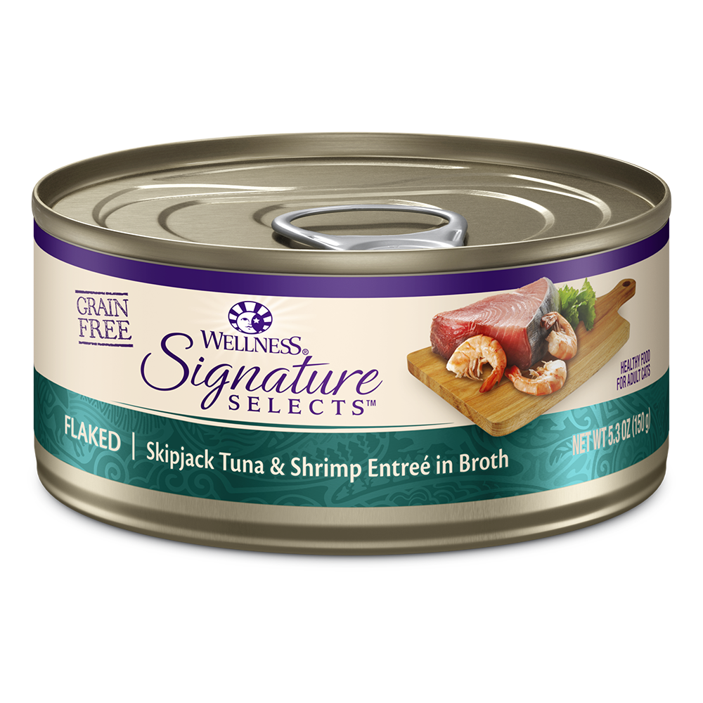 Wellness Cat Core Grain-Free Signature Selects Flaked Skipjack Tuna & Shrimp Entree in Sauce 5.3oz
