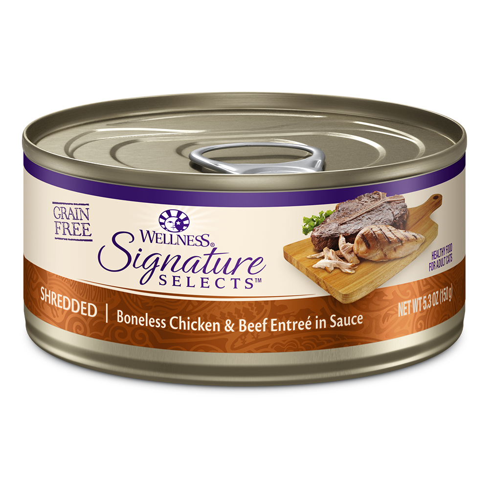 Wellness Cat Core Grain-Free Signature Selects Shredded Boneless Chicken & Beef Entree in Sauce 5.3oz