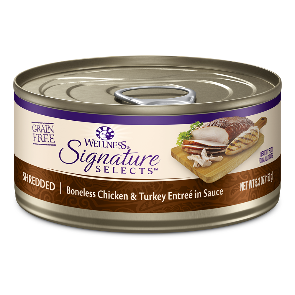 Wellness Cat Core Grain-Free Signature Selects Shredded Boneless Chicken & Turkey Entree in Sauce 5.3oz