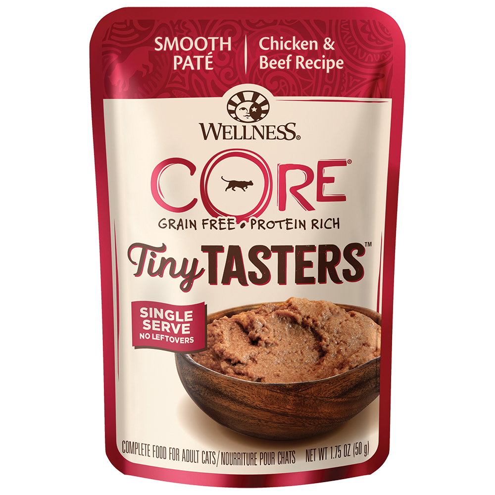 Wellness Cat Core Tiny Tasters Chicken & Beef Grain-Free Pouch Cat Food 1.75oz
