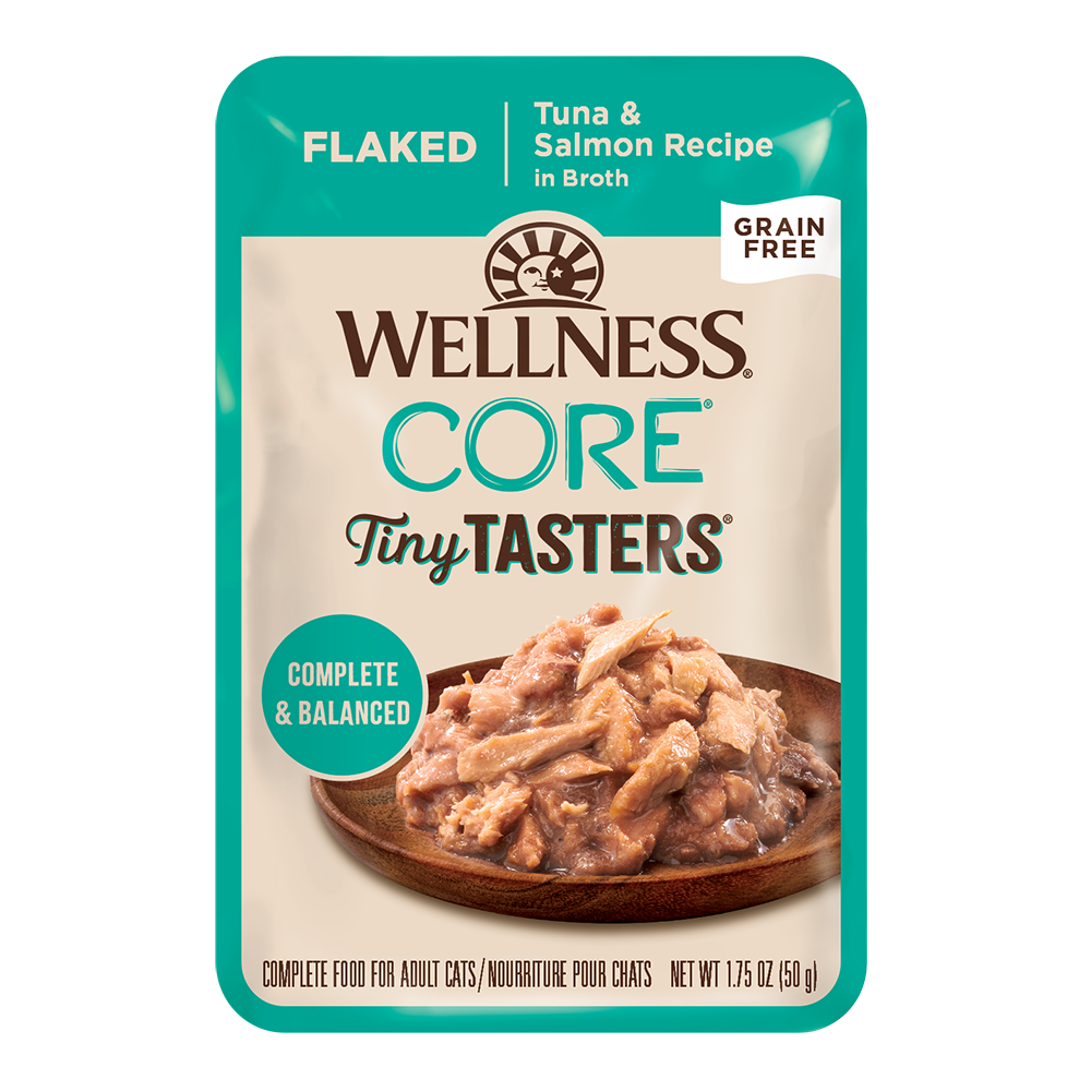 Wellness Cat Core Tiny Tasters Flaked Tuna & Salmon Grain-Free Pouch Cat Food 1.75oz