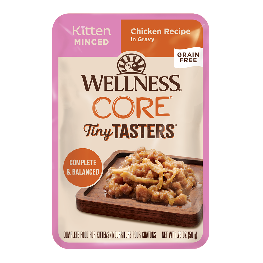 Wellness Cat Core Tiny Tasters Kitten Minced Chicken Grain-Free Pouch Cat Food 1.75oz