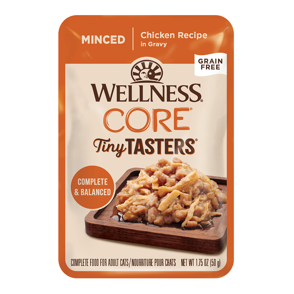 Wellness Cat Core Tiny Tasters Minced Chicken Grain-Free Pouch Cat Food 1.75oz