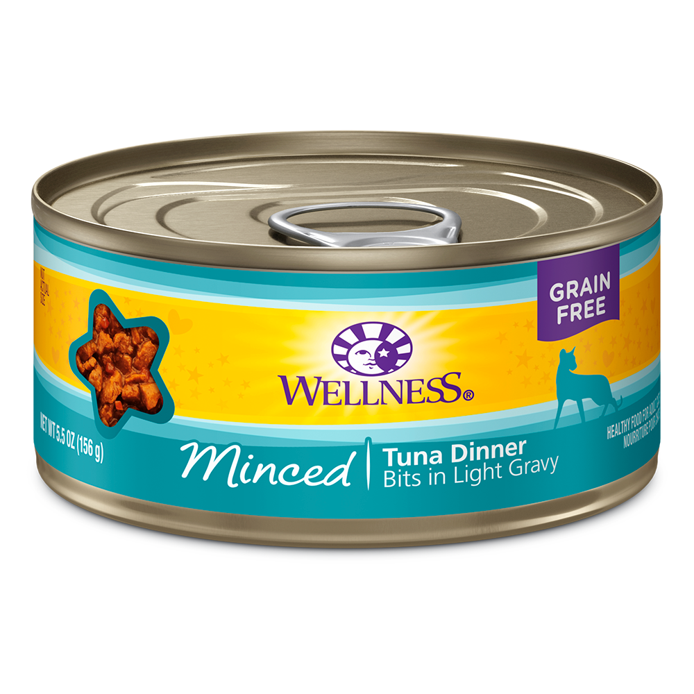 Wellness Cat Complete Health Minced: Tuna Dinner Grain-Free Canned Cat Food 5.5oz