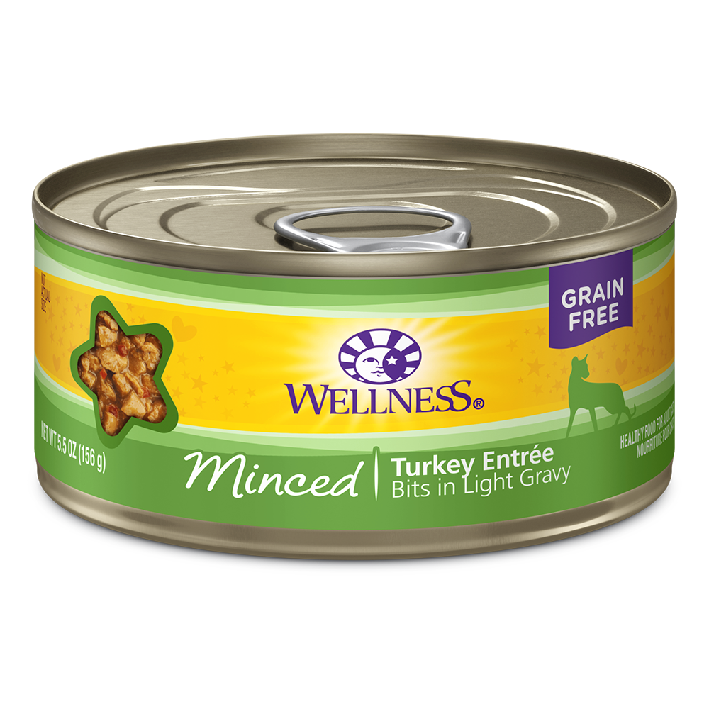Wellness Cat Complete Health Minced: Turkey Entree Grain-Free Canned Cat Food 5.5oz