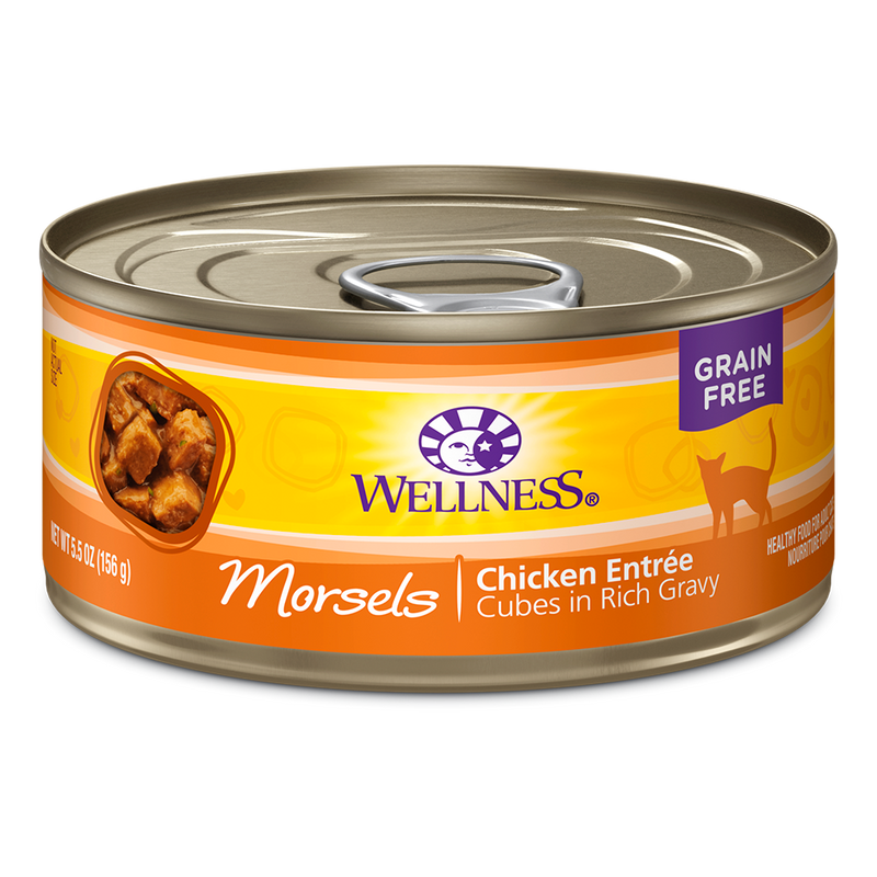 Wellness Cat Grain Free Morsels - Cubes in Rich Gravy Chicken Entree 5.5oz