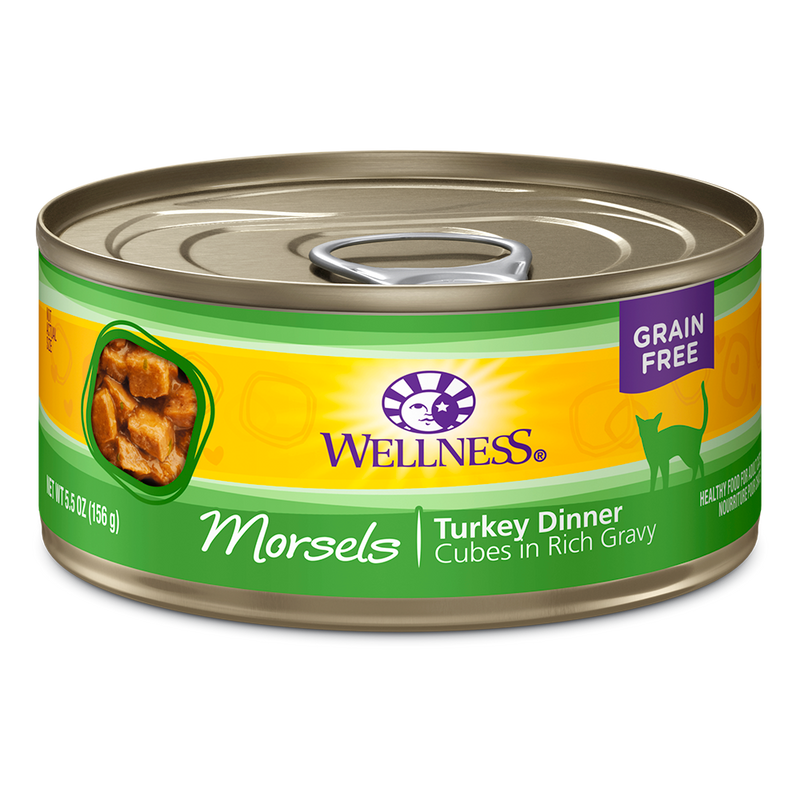 Wellness Cat Grain Free Morsels - Cubes in Rich Gravy Turkey Dinner 5.5oz