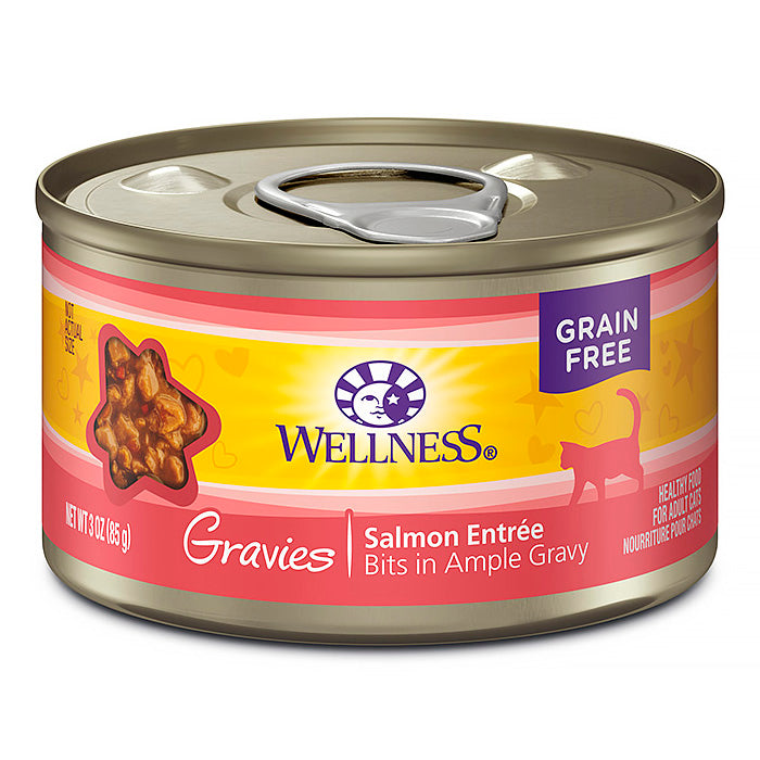 Wellness Cat Complete Health Gravies: Salmon Entree Grain-Free Canned Cat Food 3oz