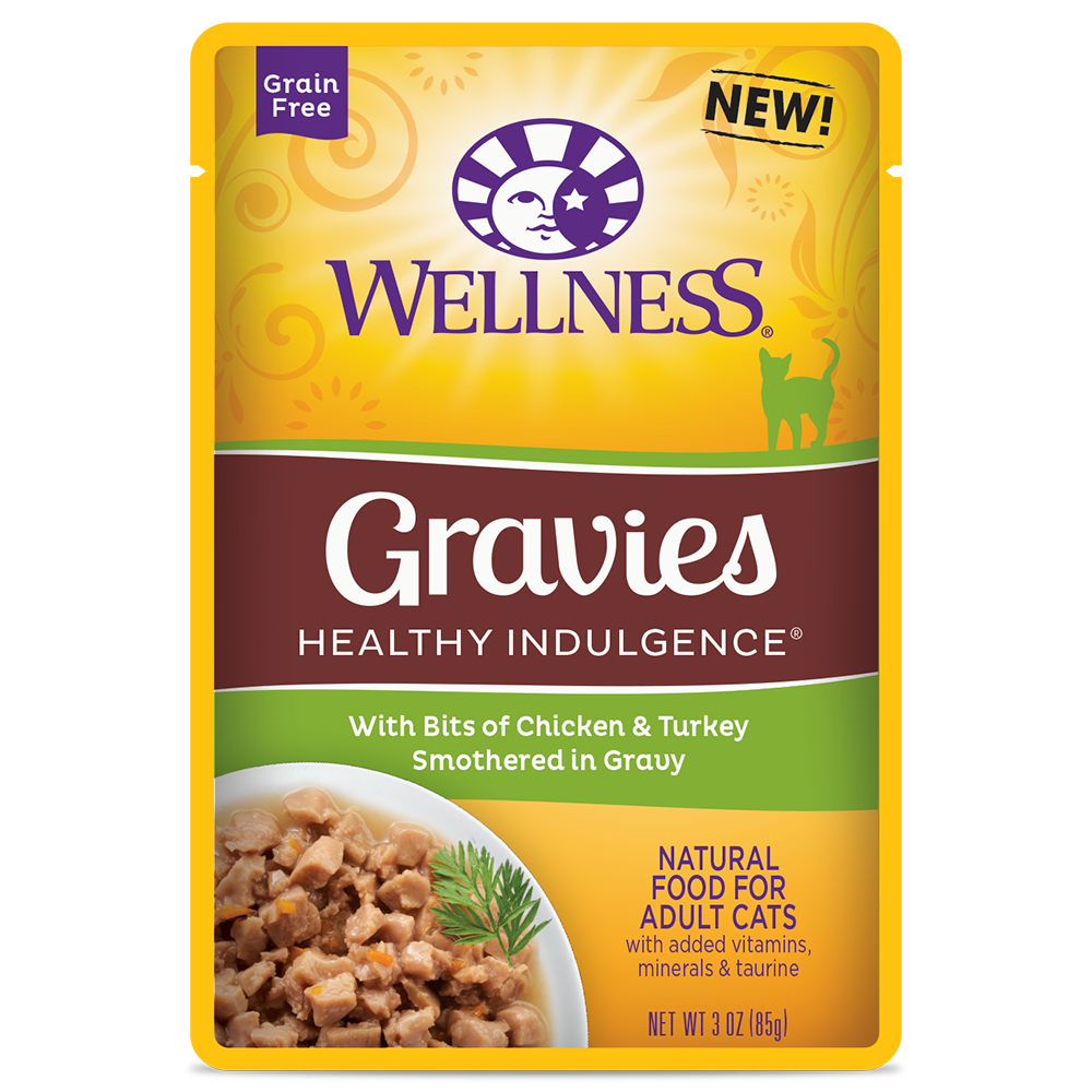 Wellness Healthy Indulgence Gravies: Chicken & Turkey In Gravy Grain-Free Pouch Cat Food 3oz