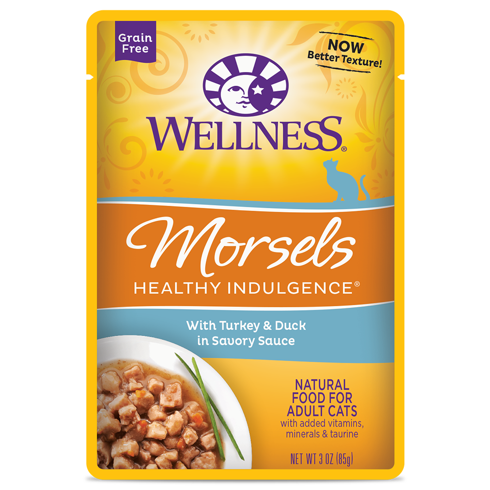 Wellness Healthy Indulgence Morsels: Turkey & Duck in Sauce Grain-Free Pouch Cat Food 3oz