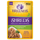 Wellness Healthy Indulgence Shreds: Chicken & Turkey in Light Sauce Grain-Free Pouch Cat Food 3oz
