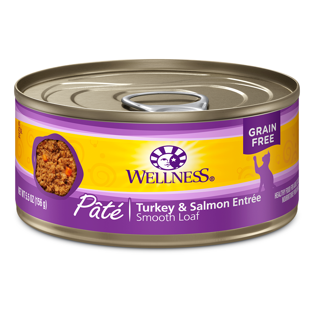 Wellness Cat Complete Health Pate Turkey & Salmon Grain-Free Canned Cat Food 5.5oz