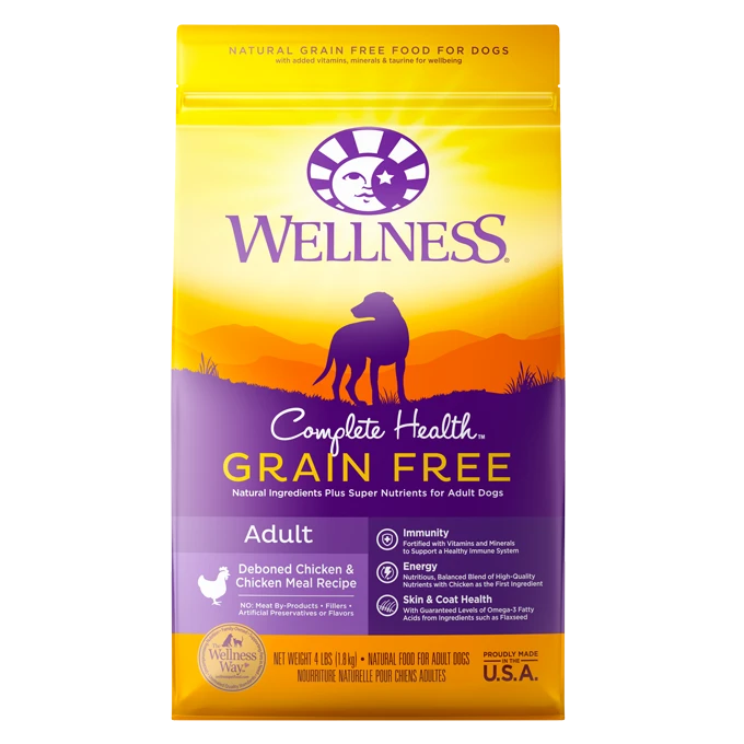 Wellness Dog Complete Health Grain-Free Adult Deboned Chicken & Chicken Meal Dry Dog Food 4lb