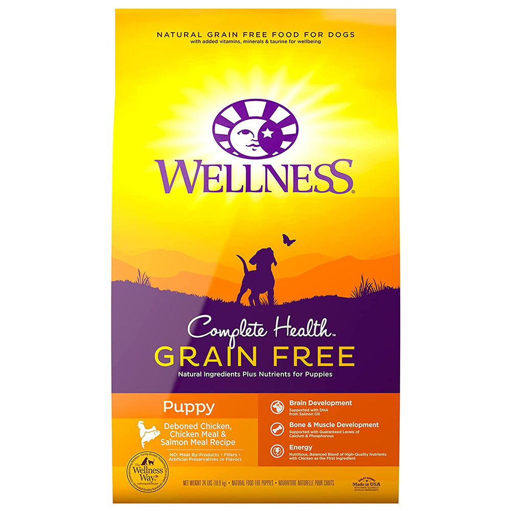 Wellness Dog Complete Health Grain-Free Puppy Deboned Chicken, Chicken & Salmon Meal Dry Dog Food 24lb
