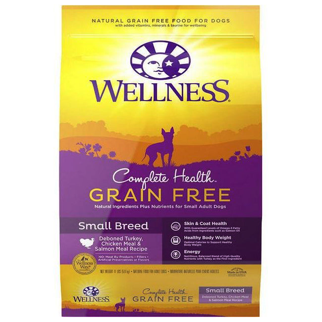 Wellness Dog Complete Health Grain-Free Small Breed Deboned Turkey, Chicken & Salmon Meal Dry Dog Food 11lb