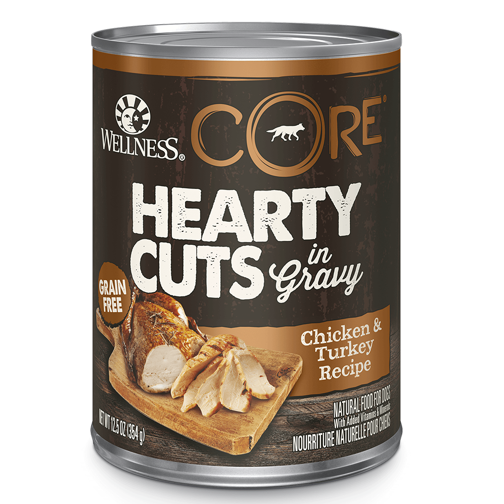 Wellness Dog Core Hearty Cuts: Chicken & Turkey Grain-Free Canned Dog Food 12.5oz
