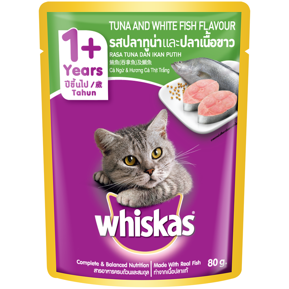 Whiskas Pouch 1+ Years Tuna & White Fish 80g